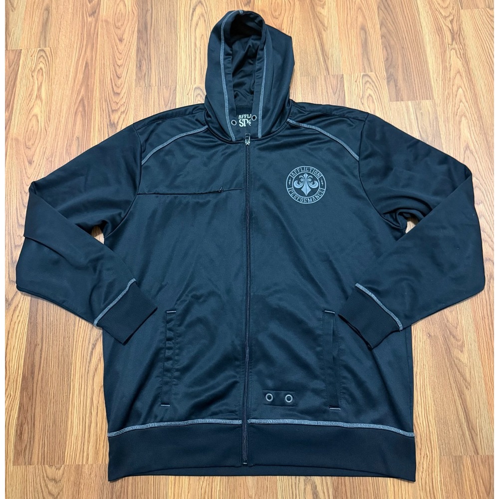 Affliction Sport Hoodie Mens 2X Large Full Zip Performance Black